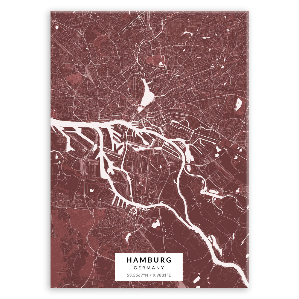 Plakat metalowy Mapa Burgund Hamburg M