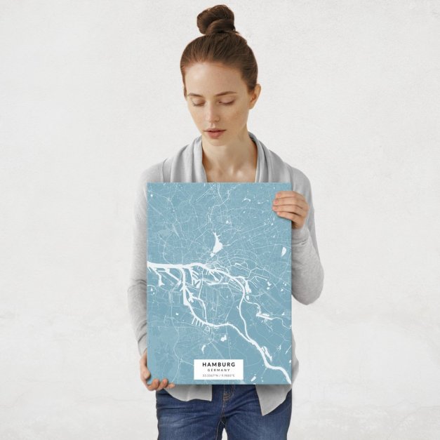 Plakat metalowy Mapa Lazur Hamburg M