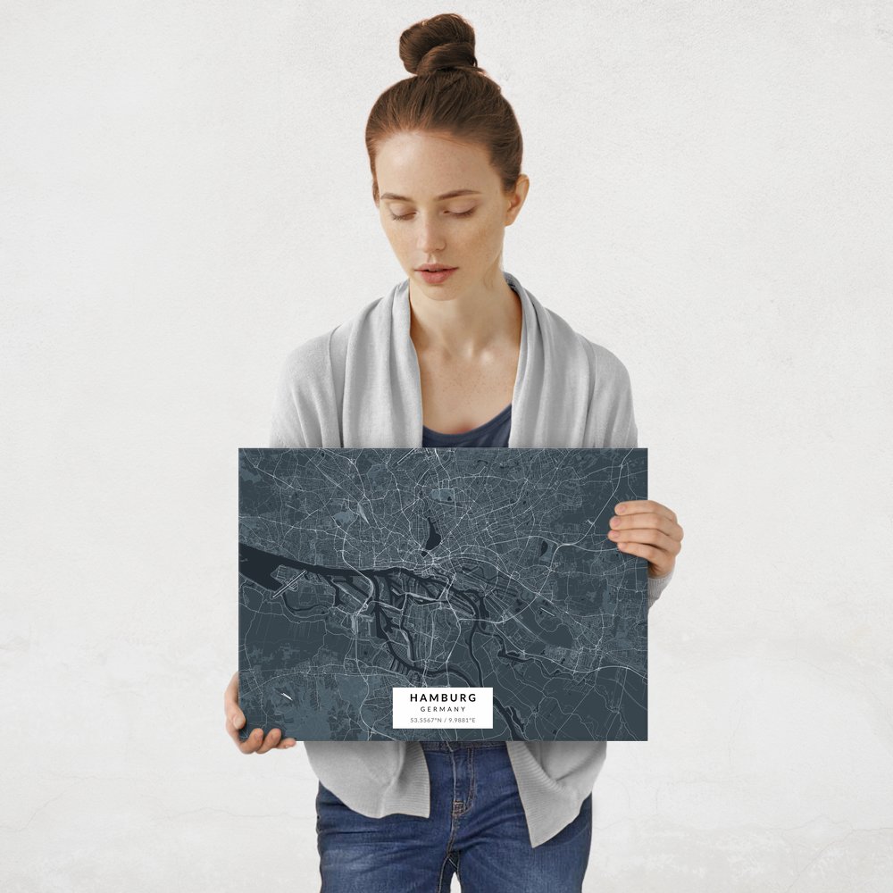 Plakat metalowy Mapa Navy Hamburg M