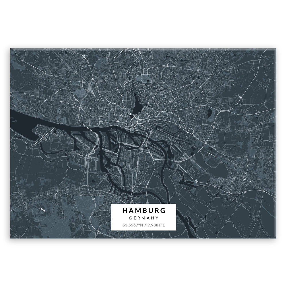 Plakat metalowy Mapa Navy Hamburg L