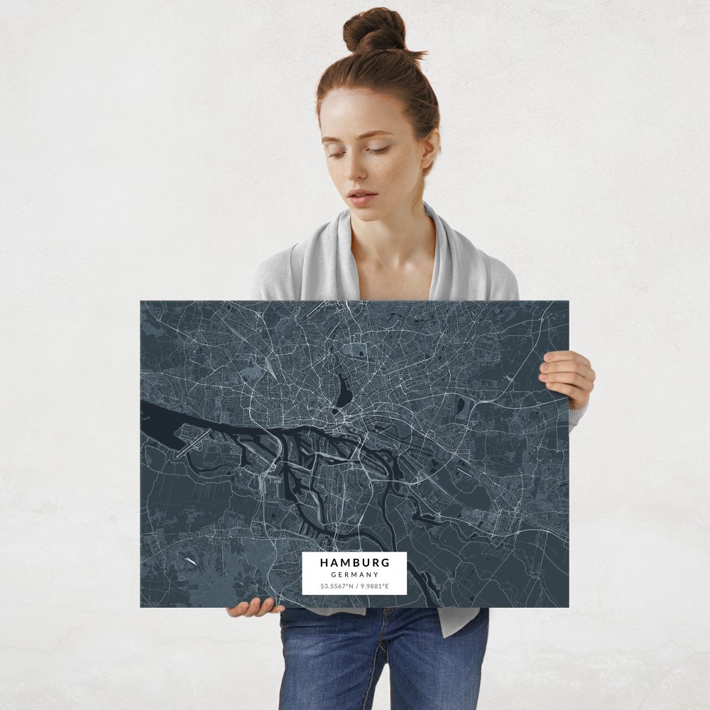 Plakat metalowy Mapa Navy Hamburg L