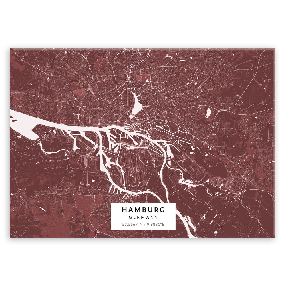 Plakat metalowy Mapa Burgund Hamburg L