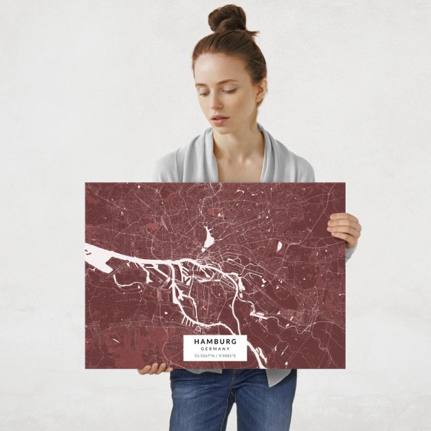 Plakat metalowy Mapa Burgund Hamburg L