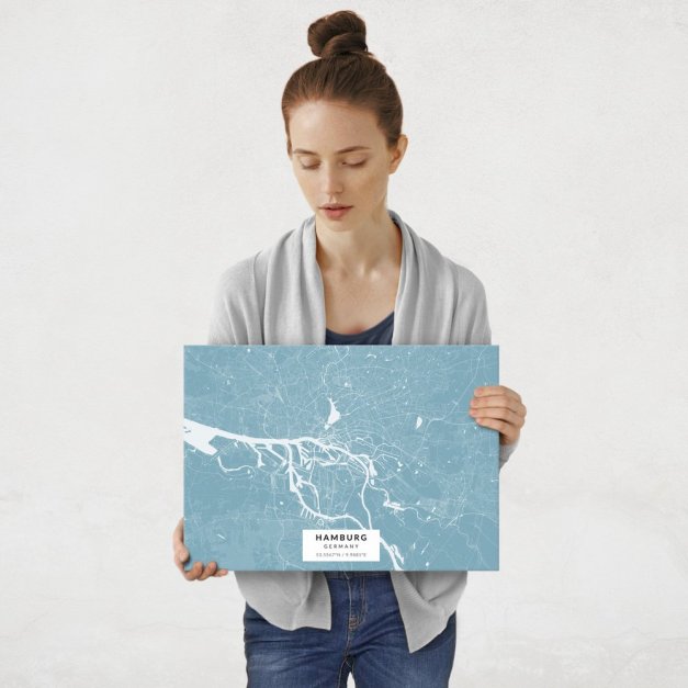 Plakat metalowy Mapa Lazur Hamburg M