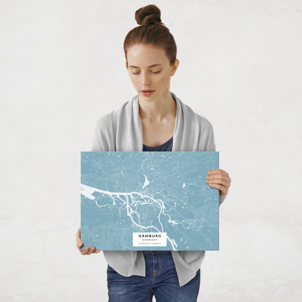 Plakat metalowy Mapa Lazur Hamburg M