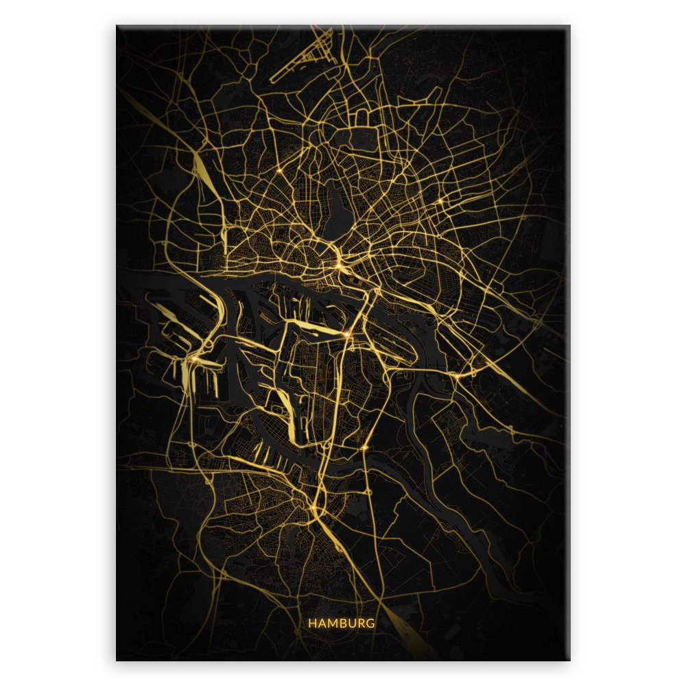 Plakat metalowy Mapa City Lights Hamburg M