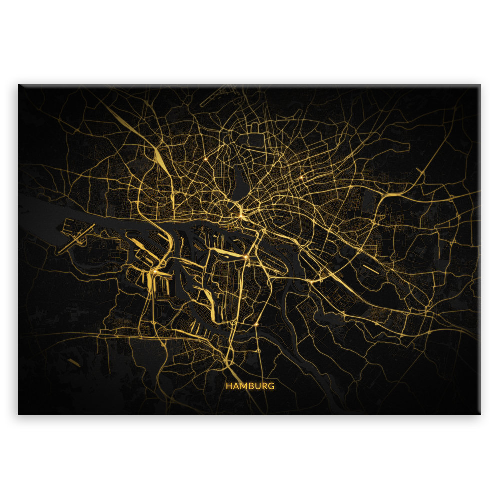 Plakat metalowy Mapa City Lights Hamburg M