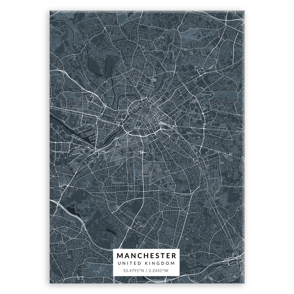 Plakat metalowy Mapa Navy Manchester L