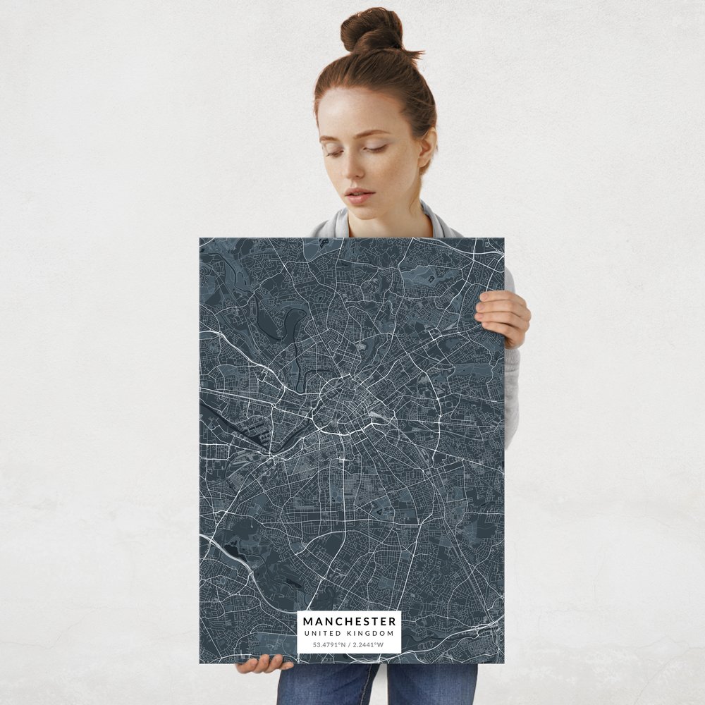 Plakat metalowy Mapa Navy Manchester L