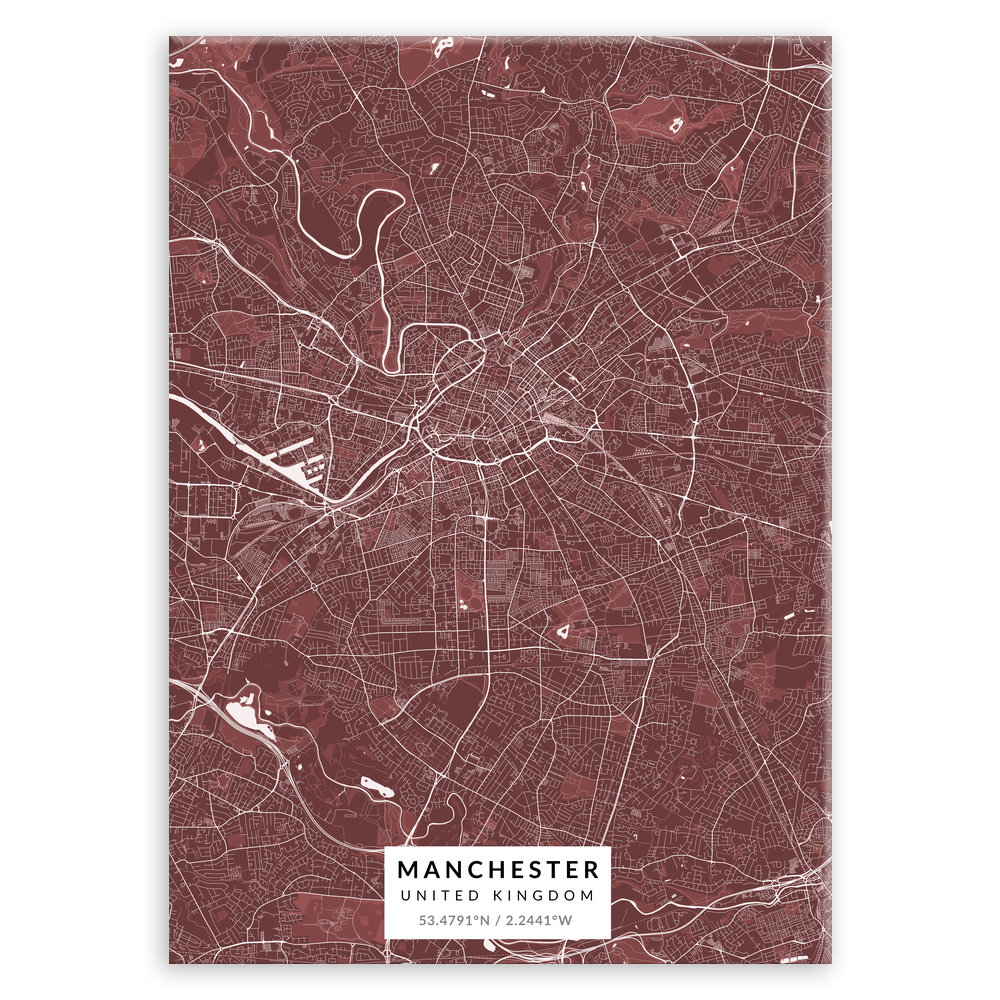 Plakat metalowy Mapa Burgund Manchester L