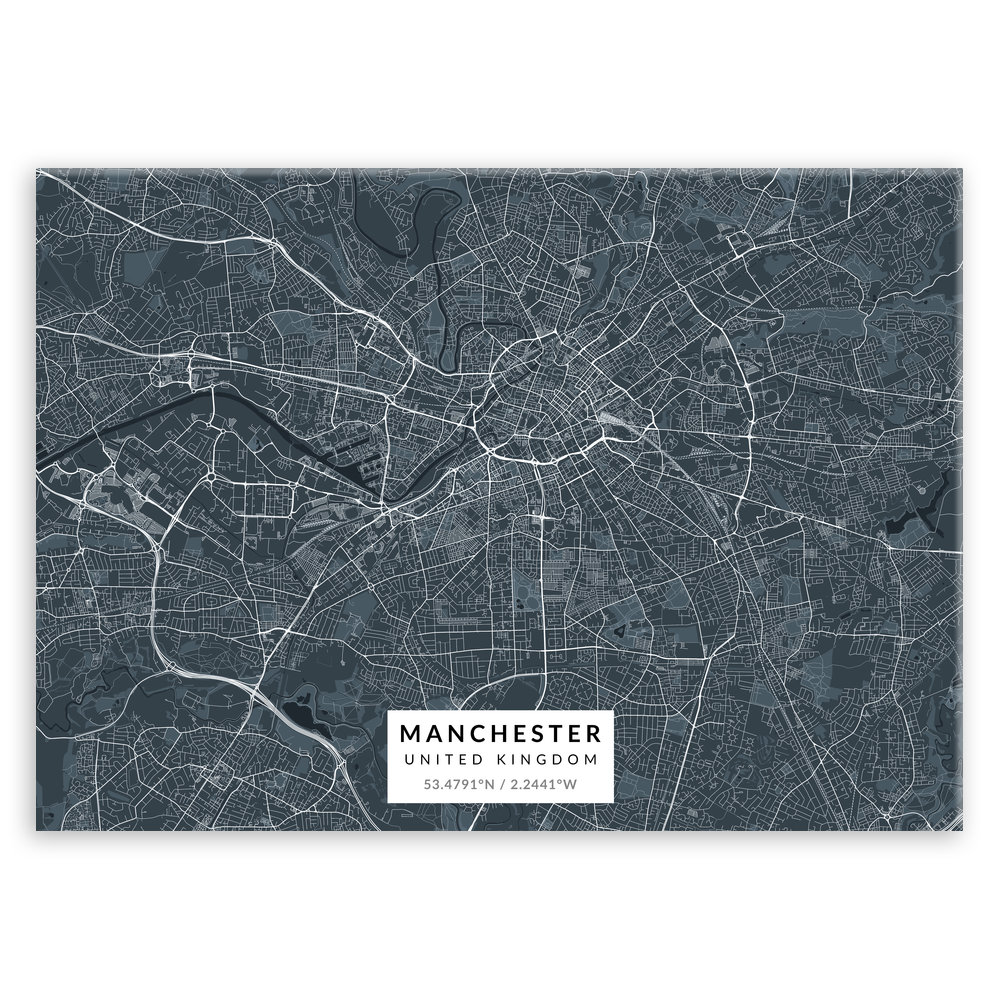 Plakat metalowy Mapa Navy Manchester L
