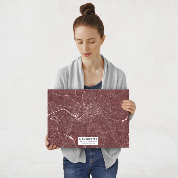 Plakat metalowy Mapa Burgund Manchester M