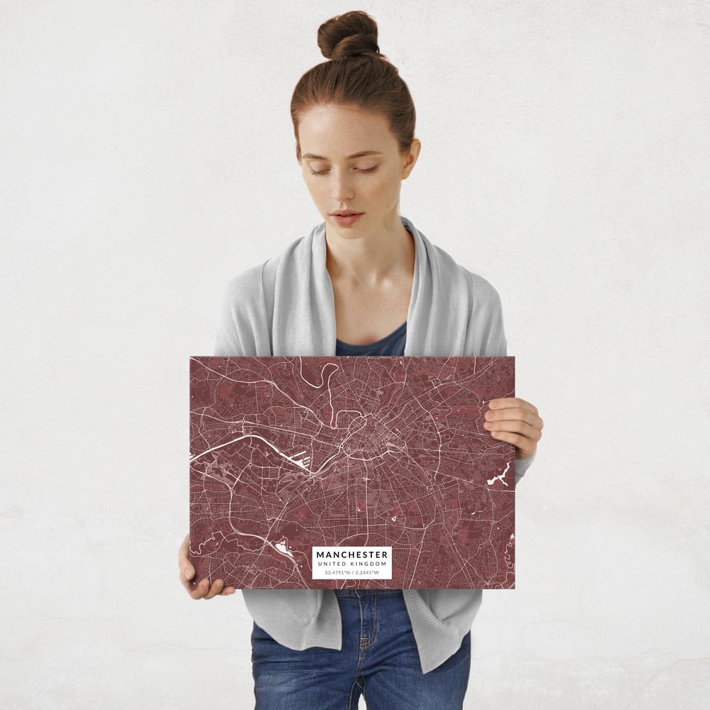 Plakat metalowy Mapa Burgund Manchester M