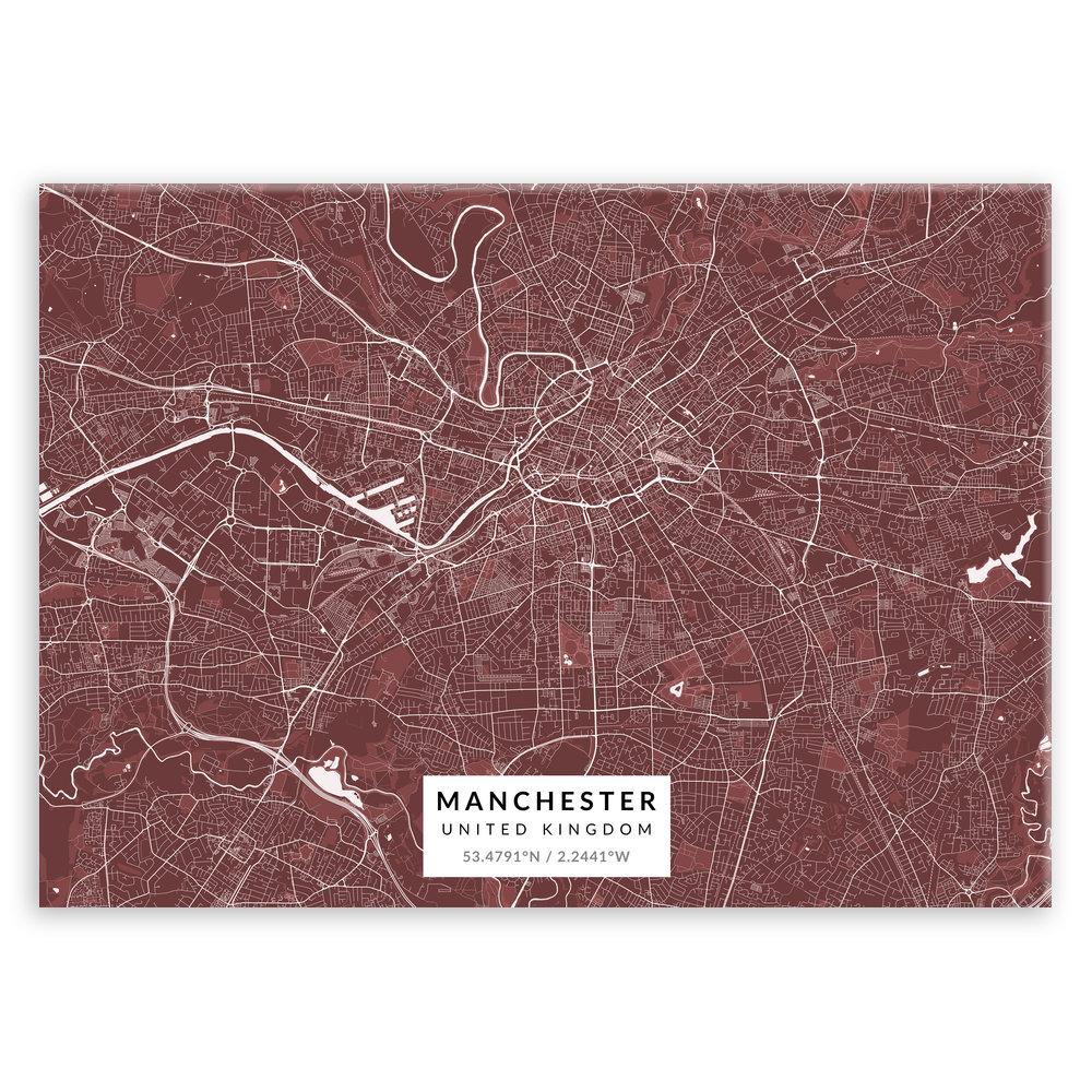 Plakat metalowy Mapa Burgund Manchester L