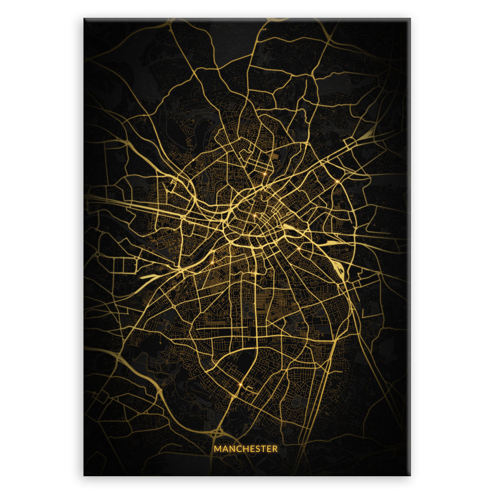 Plakat metalowy Mapa City Lights Manchester L