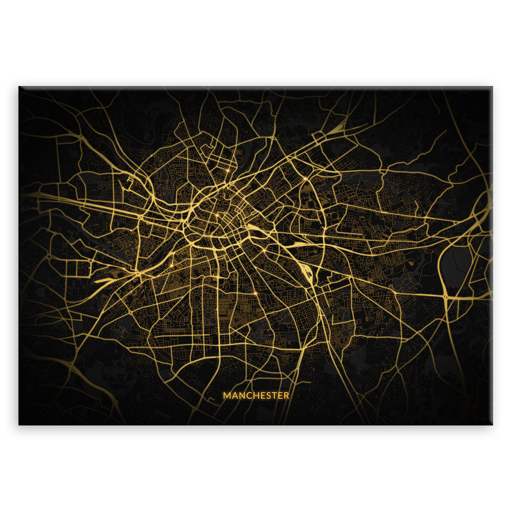 Plakat metalowy Mapa City Lights Manchester L