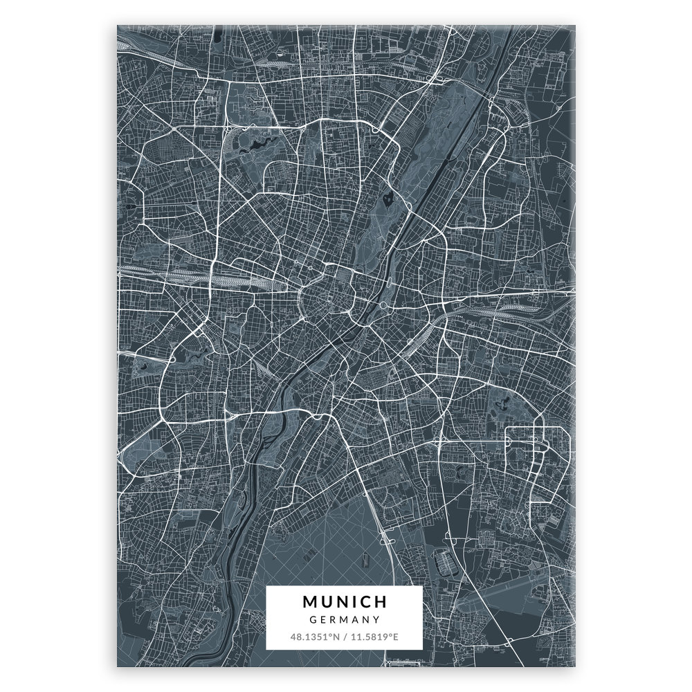 Plakat metalowy Mapa Navy Monachium M