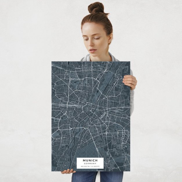 Plakat metalowy Mapa Navy Monachium L