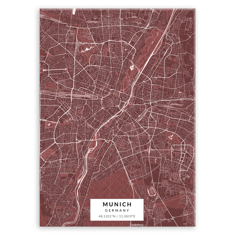 Plakat metalowy Mapa Burgund Monachium L