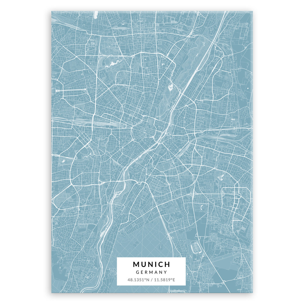 Plakat metalowy Mapa Lazur Monachium M