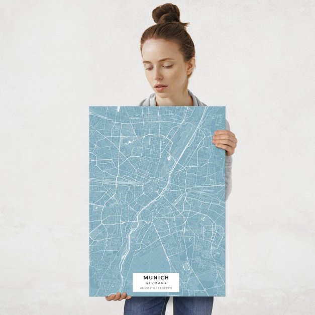 Plakat metalowy Mapa Lazur Monachium L