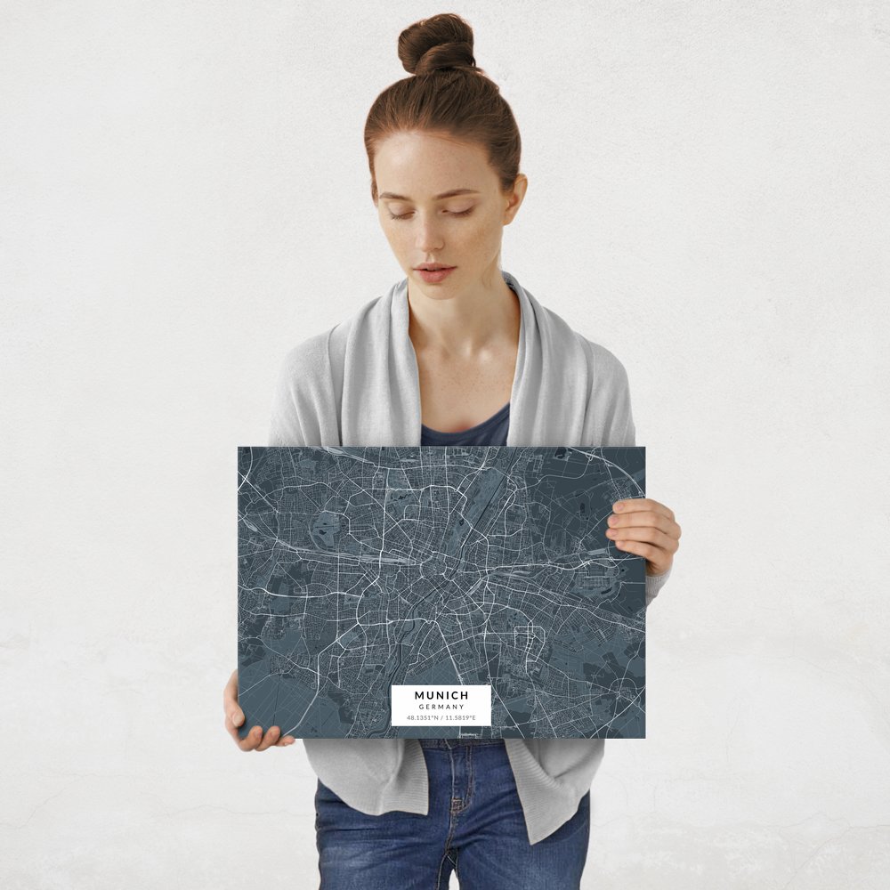Plakat metalowy Mapa Navy Monachium M