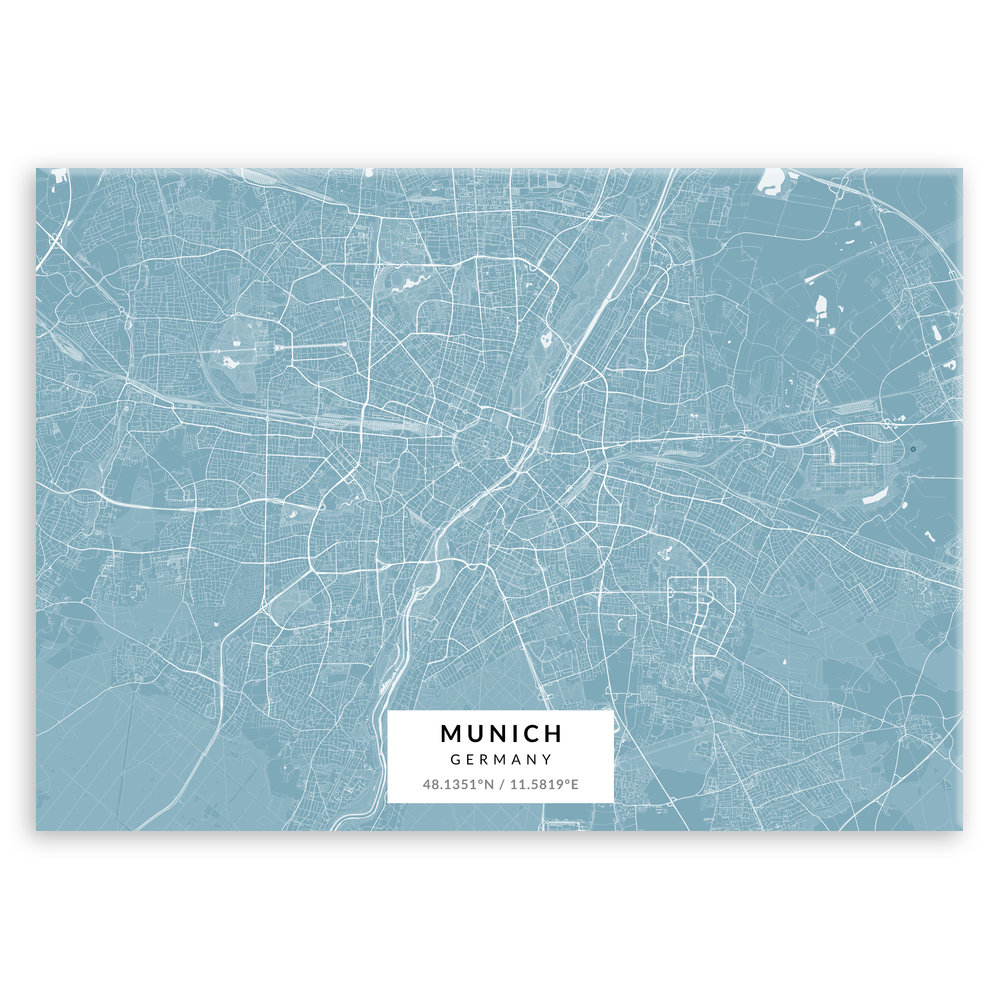 Plakat metalowy Mapa Lazur Monachium L