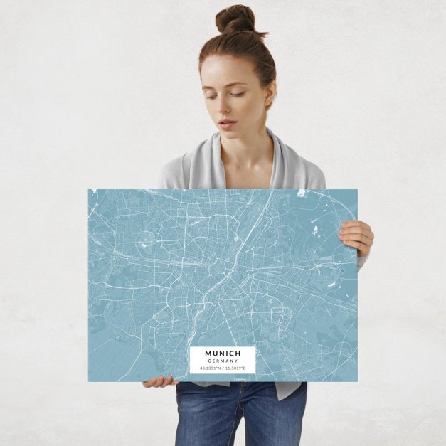 Plakat metalowy Mapa Lazur Monachium L
