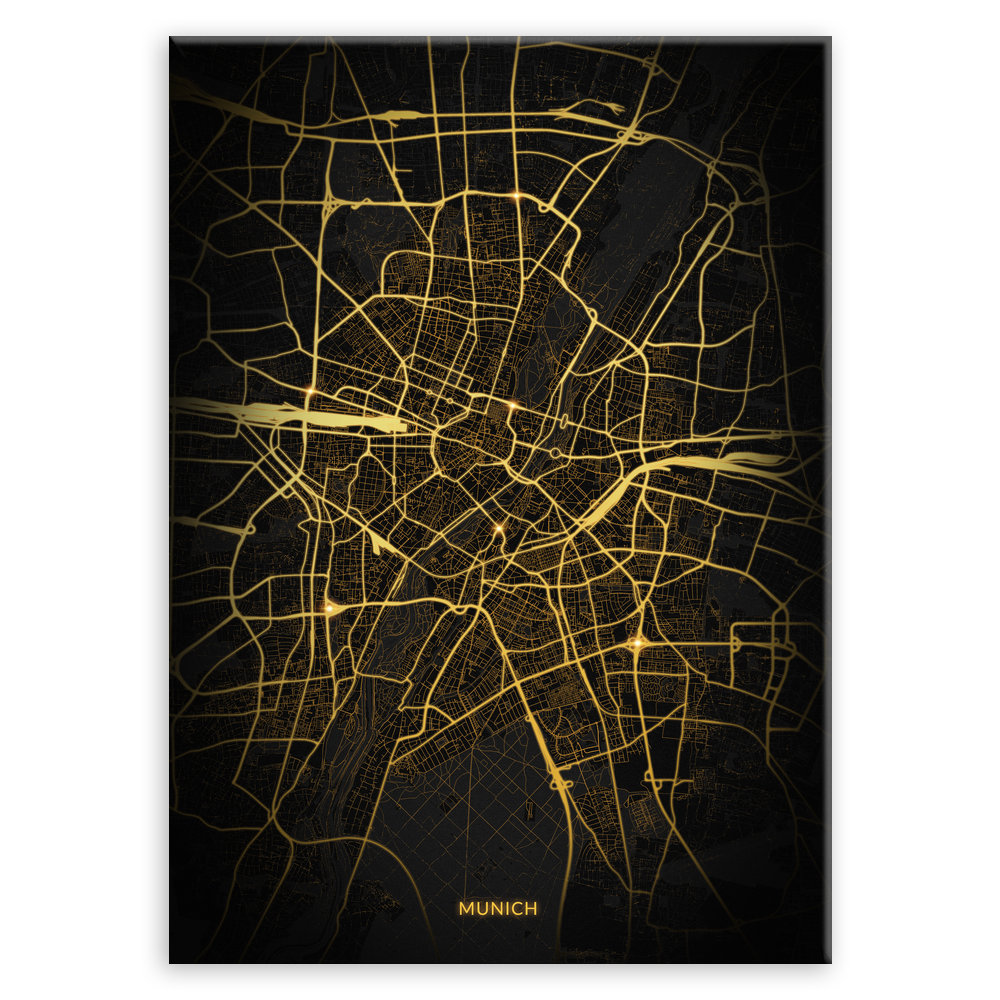 Plakat metalowy Mapa City Lights Monachium L