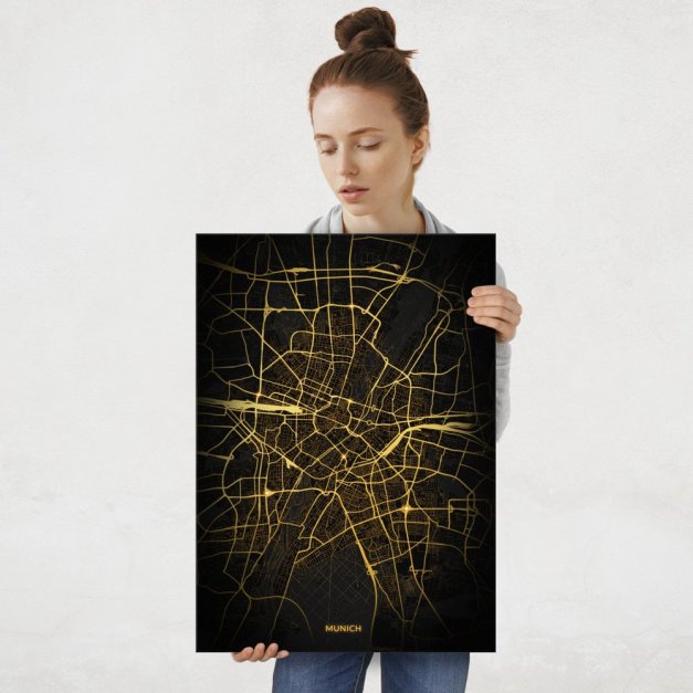Plakat metalowy Mapa City Lights Monachium L