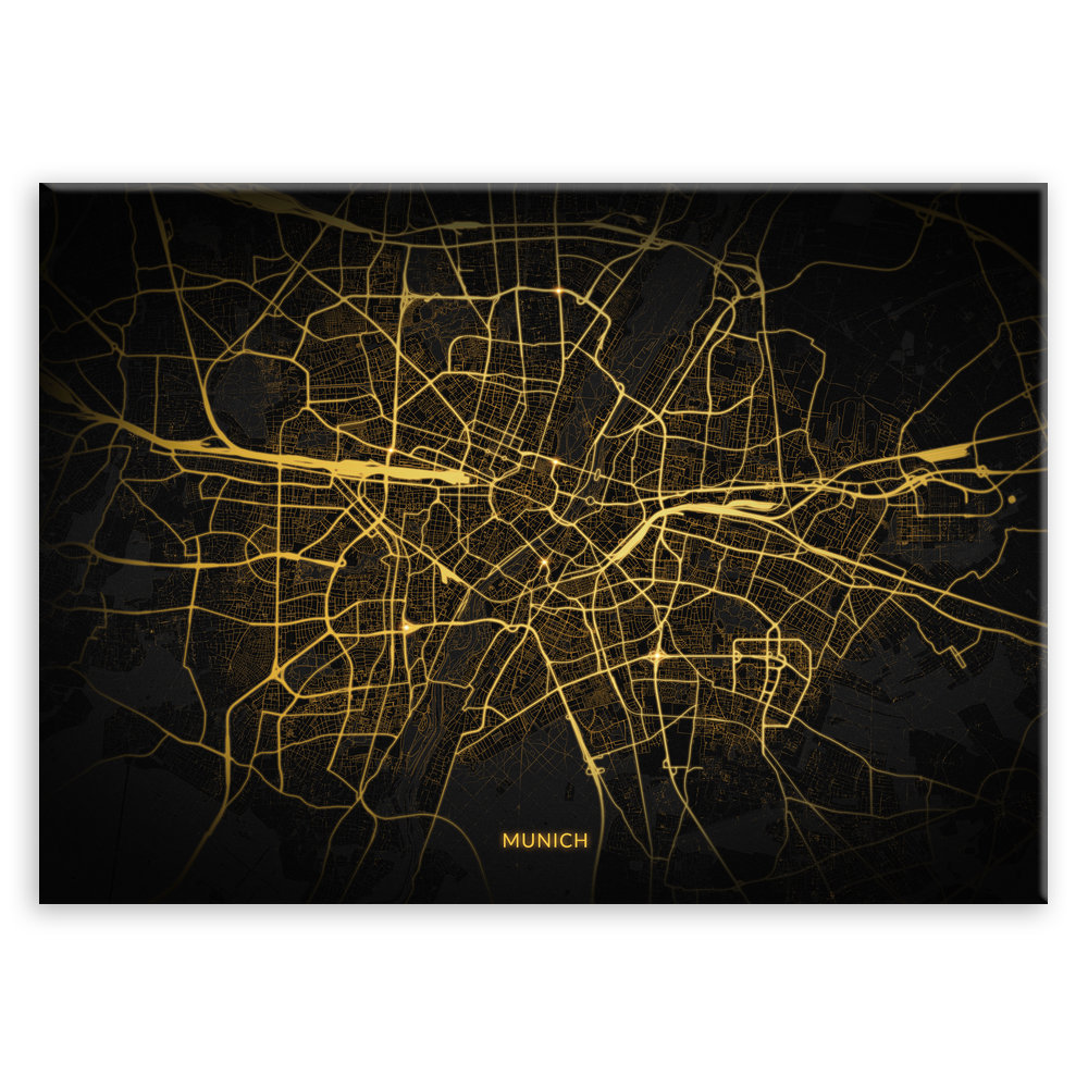 Plakat metalowy Mapa City Lights Monachium L