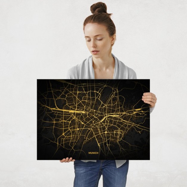 Plakat metalowy Mapa City Lights Monachium L