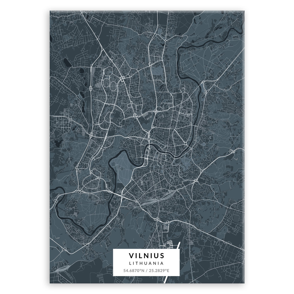 Plakat metalowy Mapa Navy Wilno L
