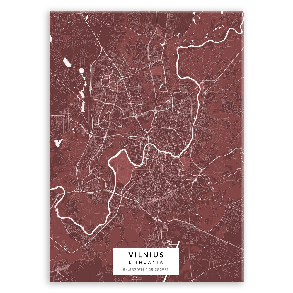 Plakat metalowy Mapa Burgund Wilno L