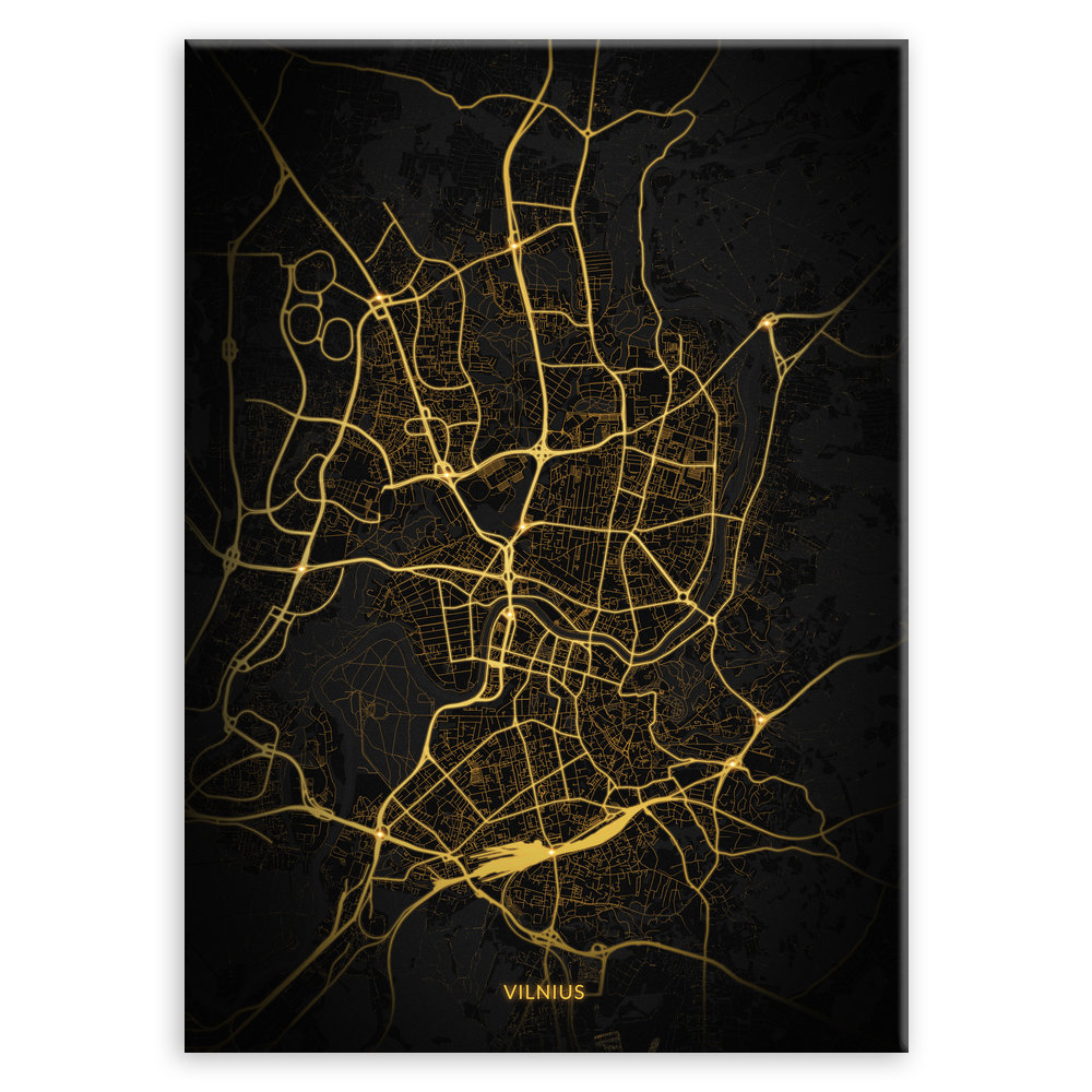 Plakat metalowy Mapa City Lights Wilno L