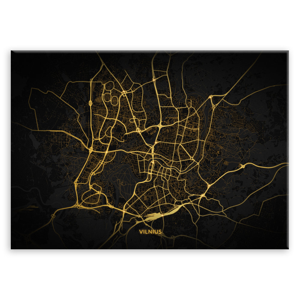 Plakat metalowy Mapa City Lights Wilno M