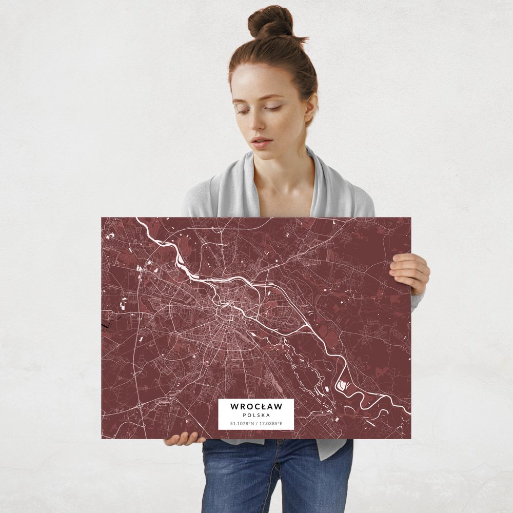 Plakat metalowy Mapa Burgund Wrocław L
