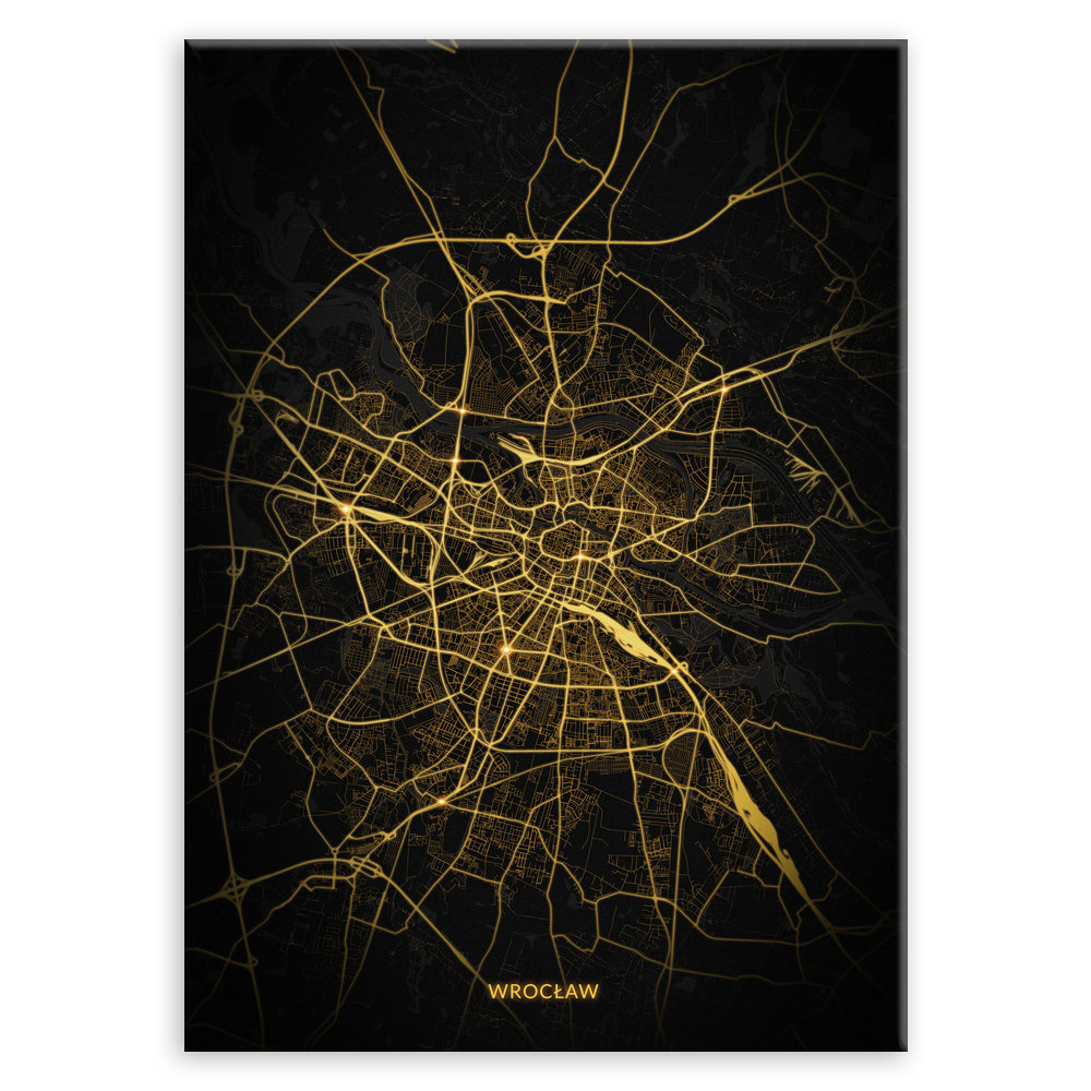 Plakat metalowy Mapa City Lights Wrocław L