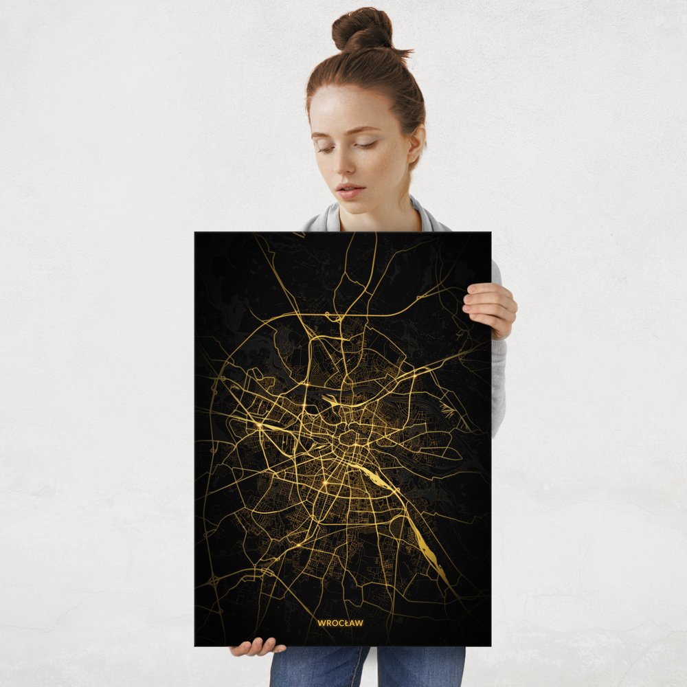 Plakat metalowy Mapa City Lights Wrocław L