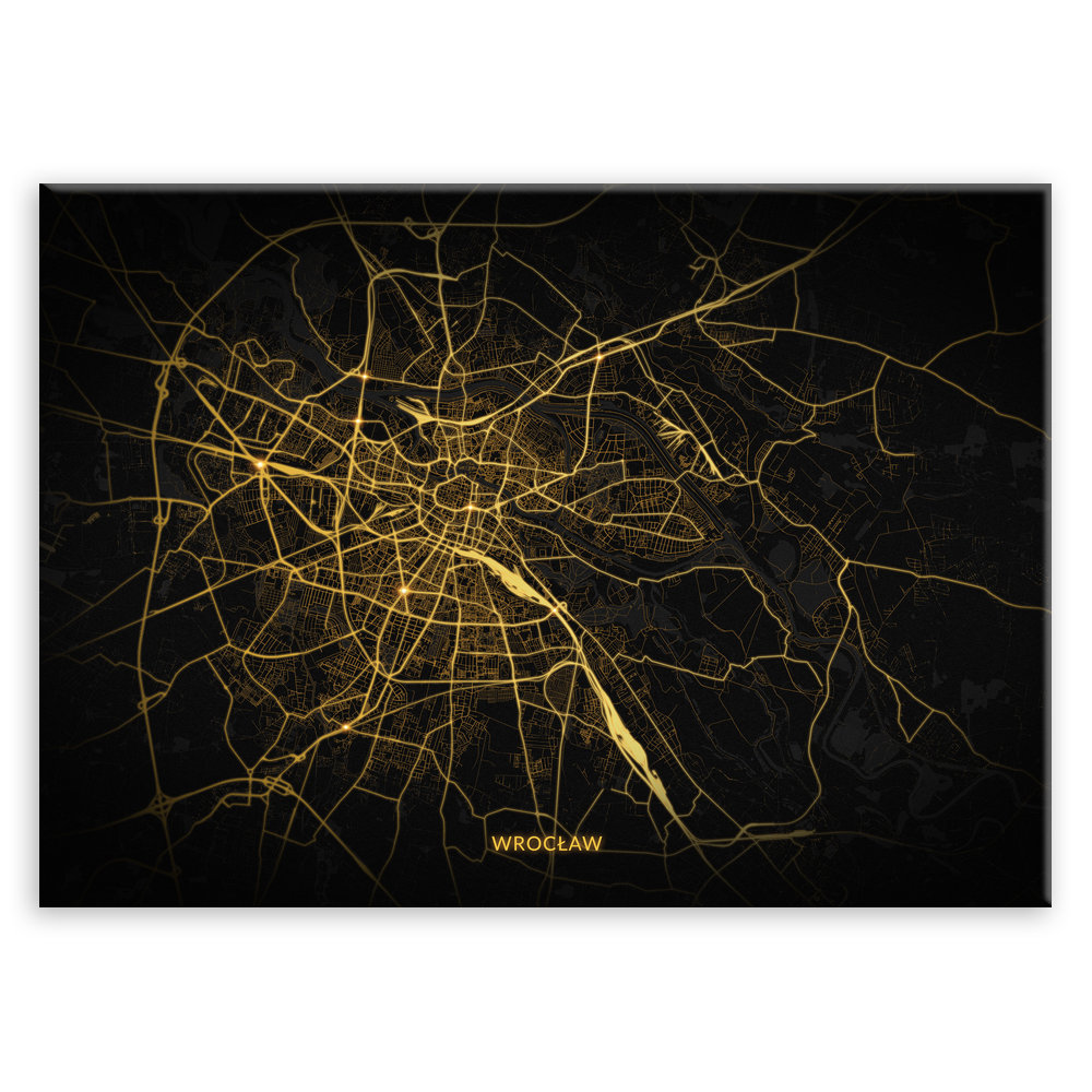 Plakat metalowy Mapa City Lights Wrocław M