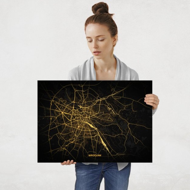 Plakat metalowy Mapa City Lights Wrocław L