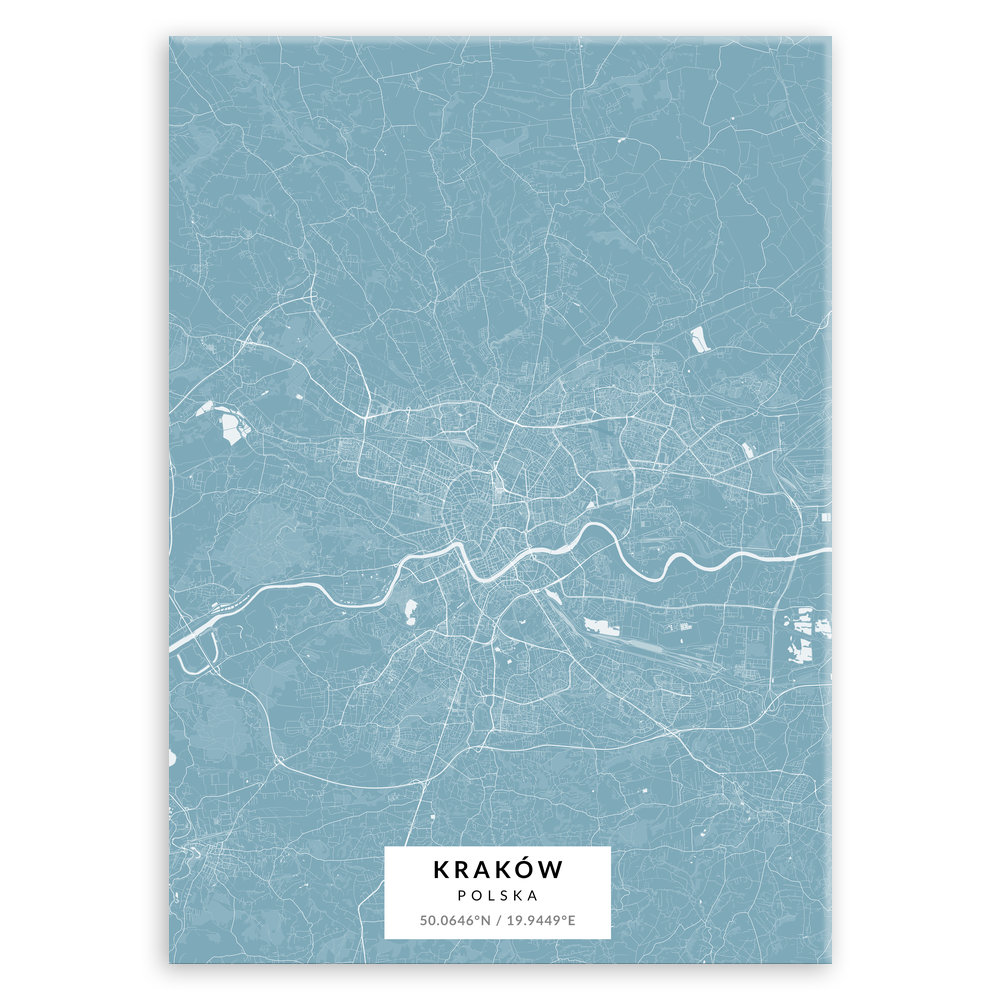 Plakat metalowy Mapa Lazur Kraków M