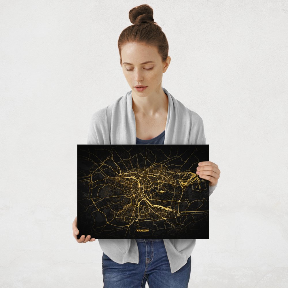 Plakat metalowy Mapa City Lights Kraków M