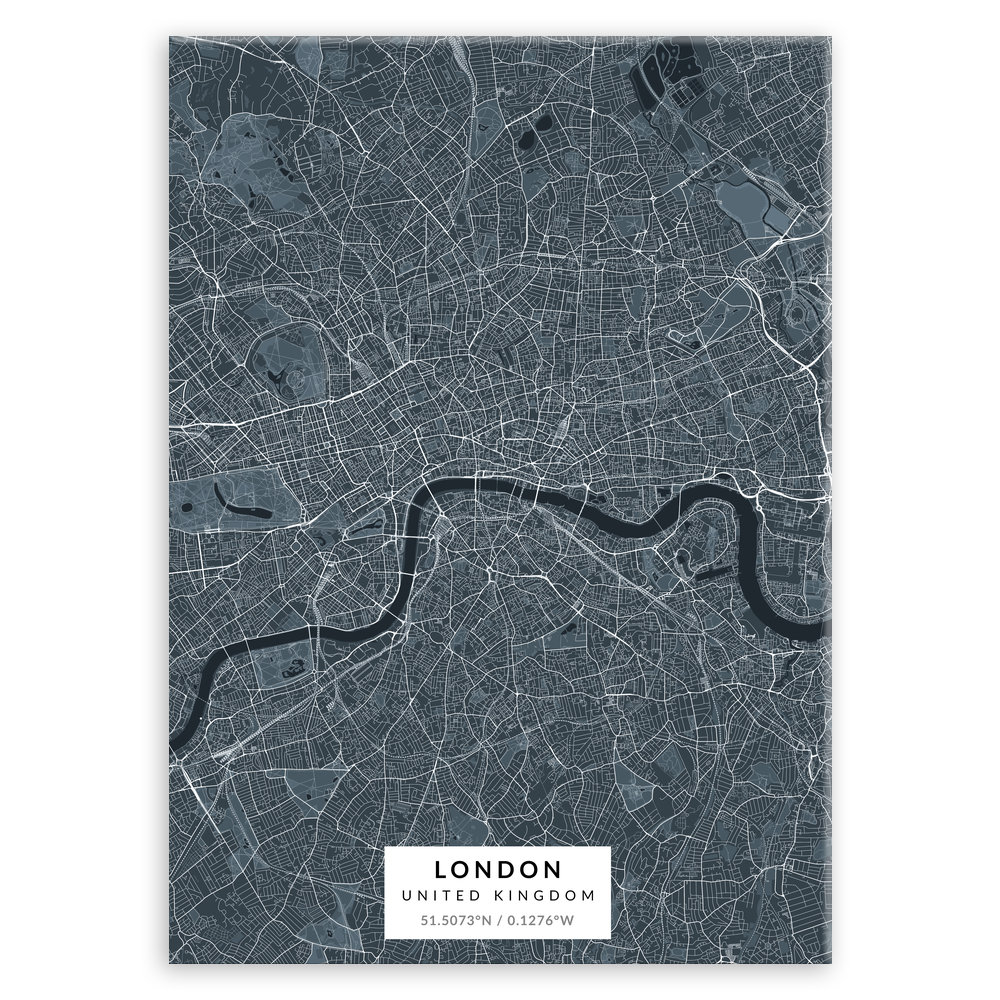 Plakat metalowy Mapa Navy Londyn M