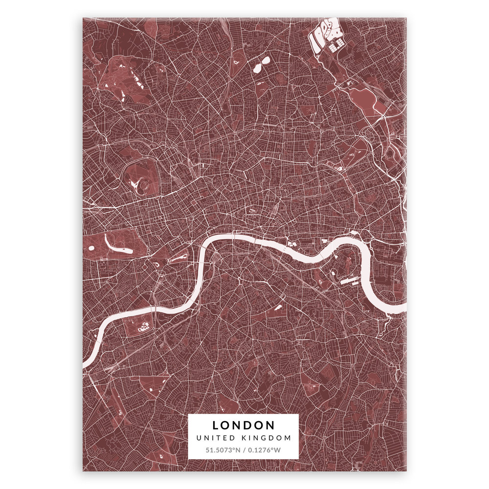 Plakat metalowy Mapa Burgund Londyn M