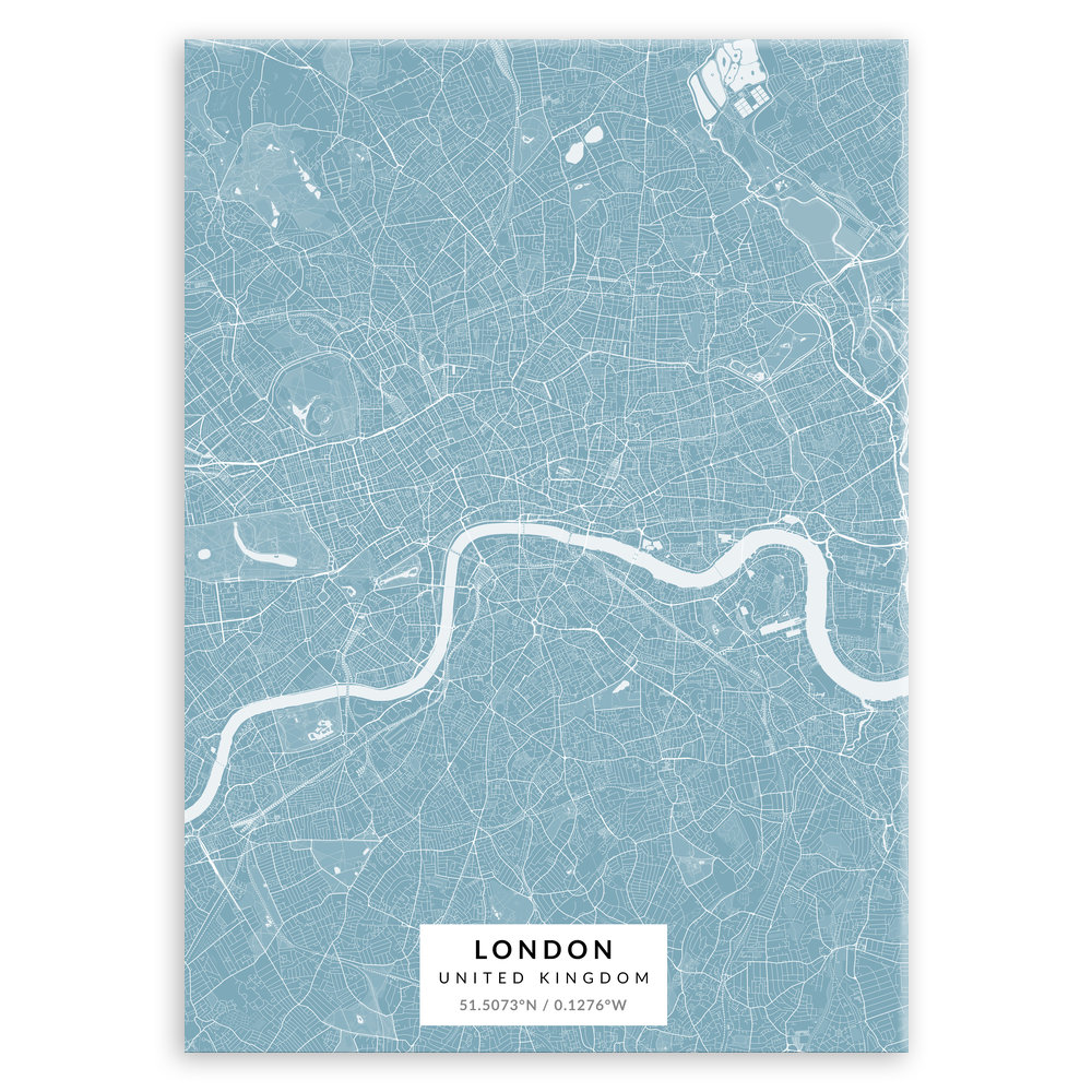 Plakat metalowy Mapa Lazur Londyn L
