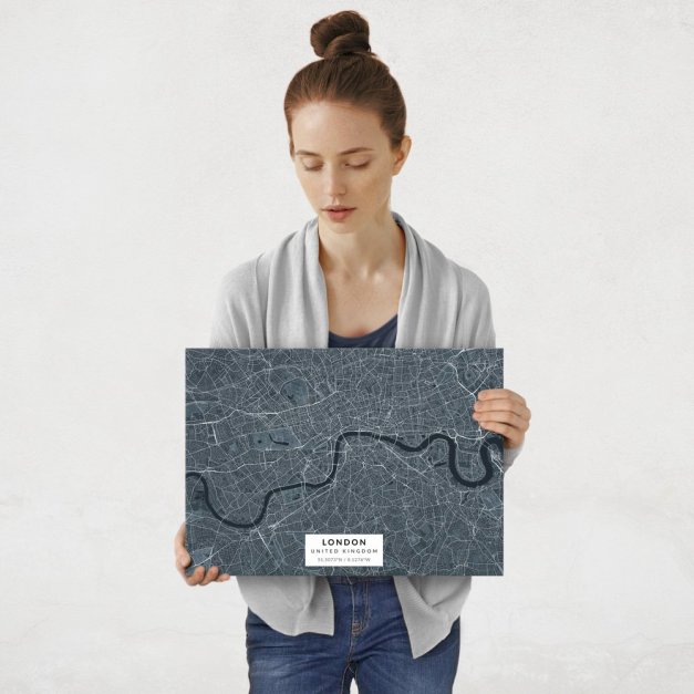 Plakat metalowy Mapa Navy Londyn M