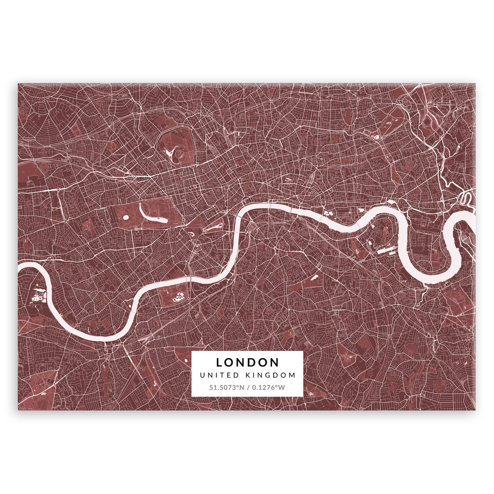 Plakat metalowy Mapa Burgund Londyn M
