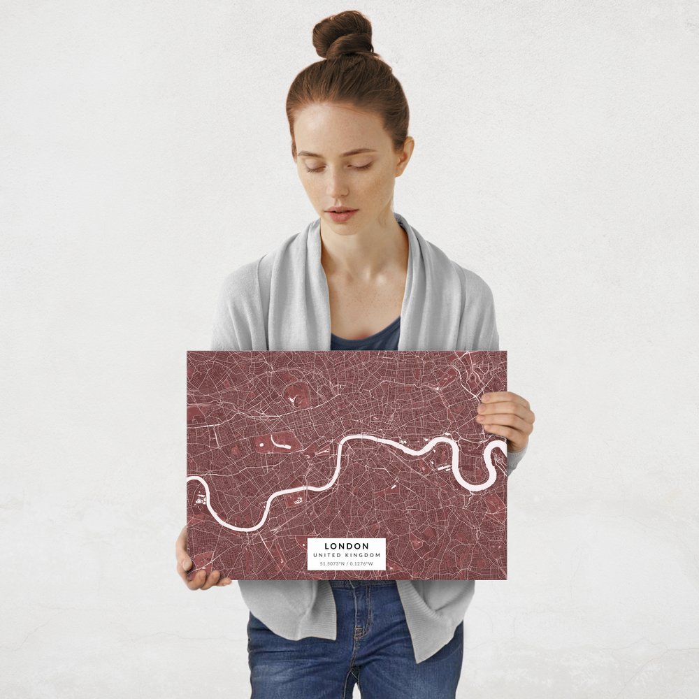 Plakat metalowy Mapa Burgund Londyn M
