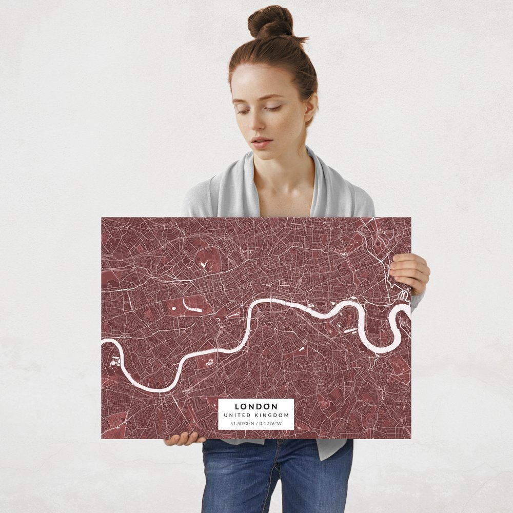 Plakat metalowy Mapa Burgund Londyn L